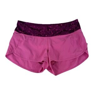 Lululemon Women‎ Run 4-way 2.5" Speed Shorts Size 6 Pink Paradise Geo Regal Plum